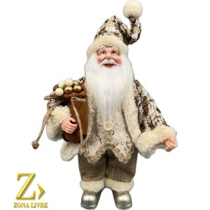PAPAI NOEL LINHO / MARROM 30CM