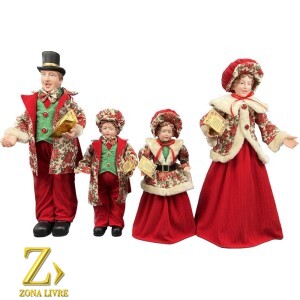 FAMILIA NATALINA VERMELHO / VERDE 65CM