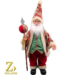 PAPAI NOEL MUSICAL VERMELHO / VERDE 70CM