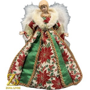 ANJO TOPO DE ARVORE VERMELHO / VERDE 30CM