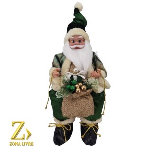 PAPAI NOEL SENTADO MUSICAL GREEN/GOLD 40CM