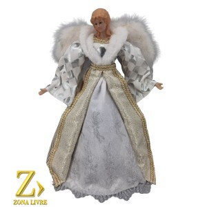 ANJO TOPO DE ARVORE GOLD/WHITE 40CM
