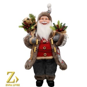 PAPAI NOEL VERMELHO/CINZA COUNTRY 50CM