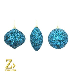 JG 3 ENFEITES NATALINOS AZUL 10CM