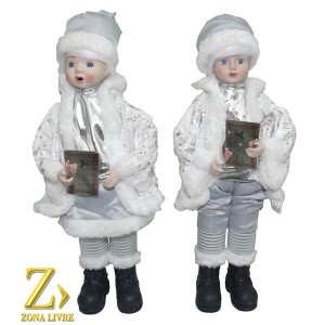 JG 2 CRIANCAS MUSICAL 45CM BRANCO/PRATA